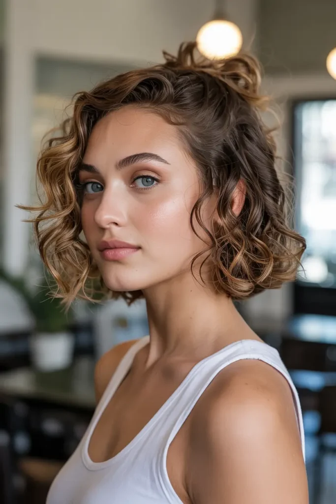 5. Half Up Curly Bob