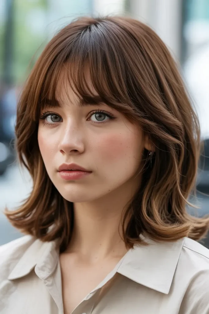 30 Korean Haircut for Chubby Face: Cute & Slimming Styles 9 5. Korean Air Bangs Haircut