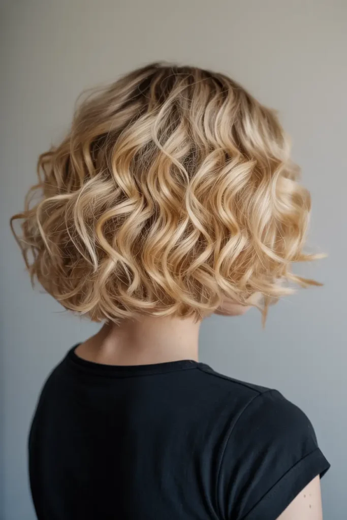 6. Curly Blonde Bob with Volume