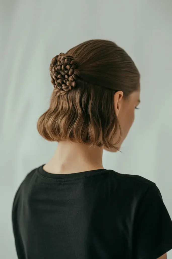 6. Half Up Braided Bob
