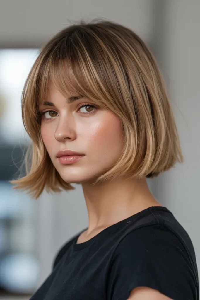 7. Choppy Bob with Curtain Bangs