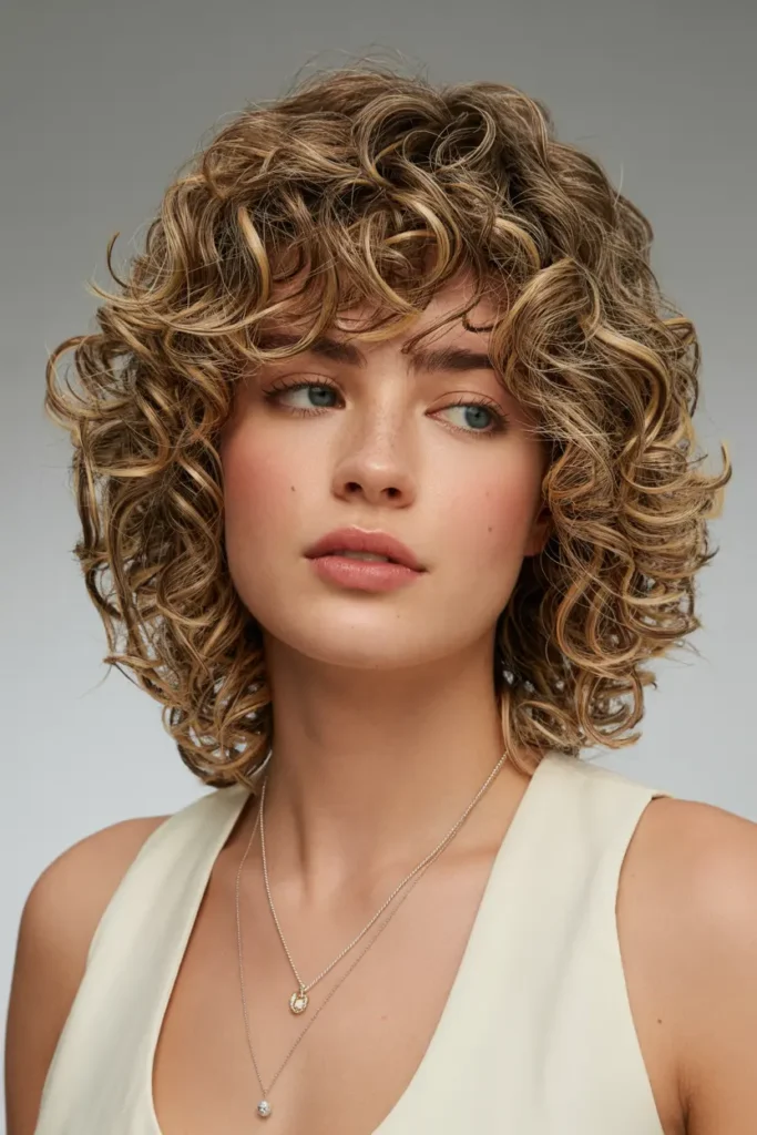 7. Curly Shaggy Bob
