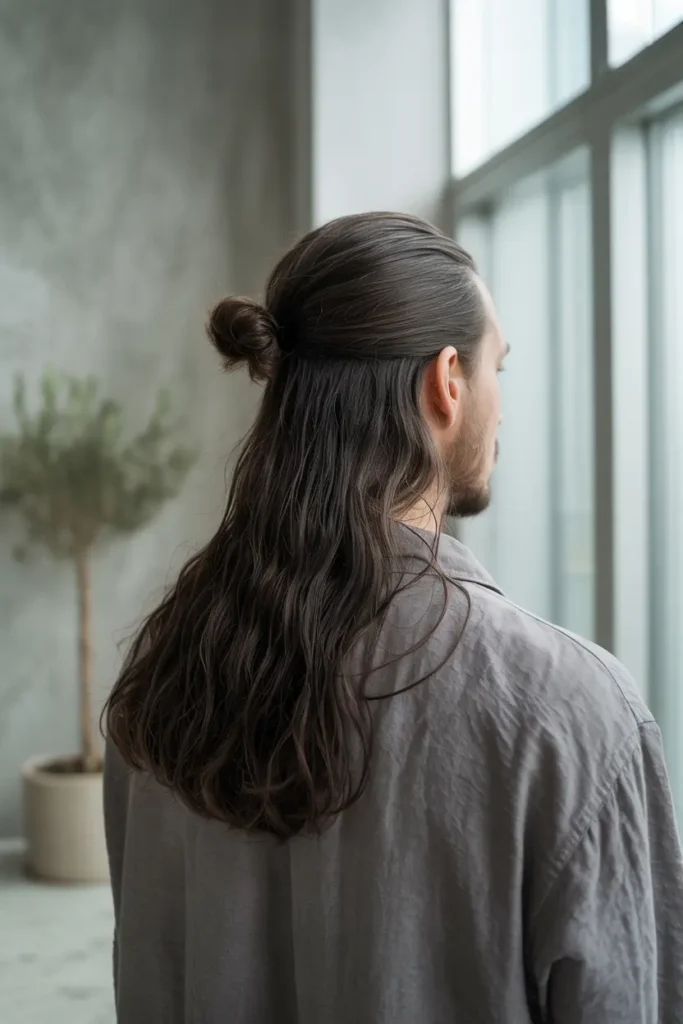 7. Half Up Man Bun 1