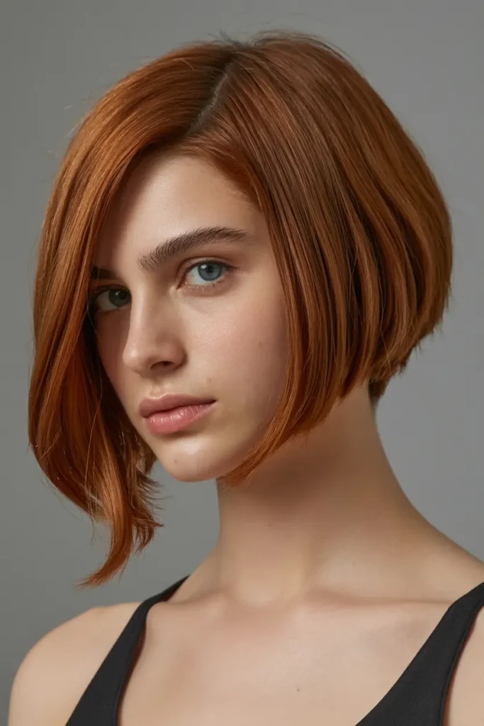 7. Side Swept Chin Length Bob