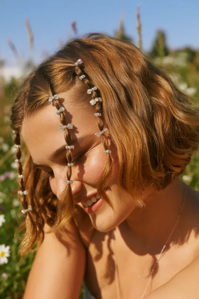 8. Boho Bob with Hair Beads