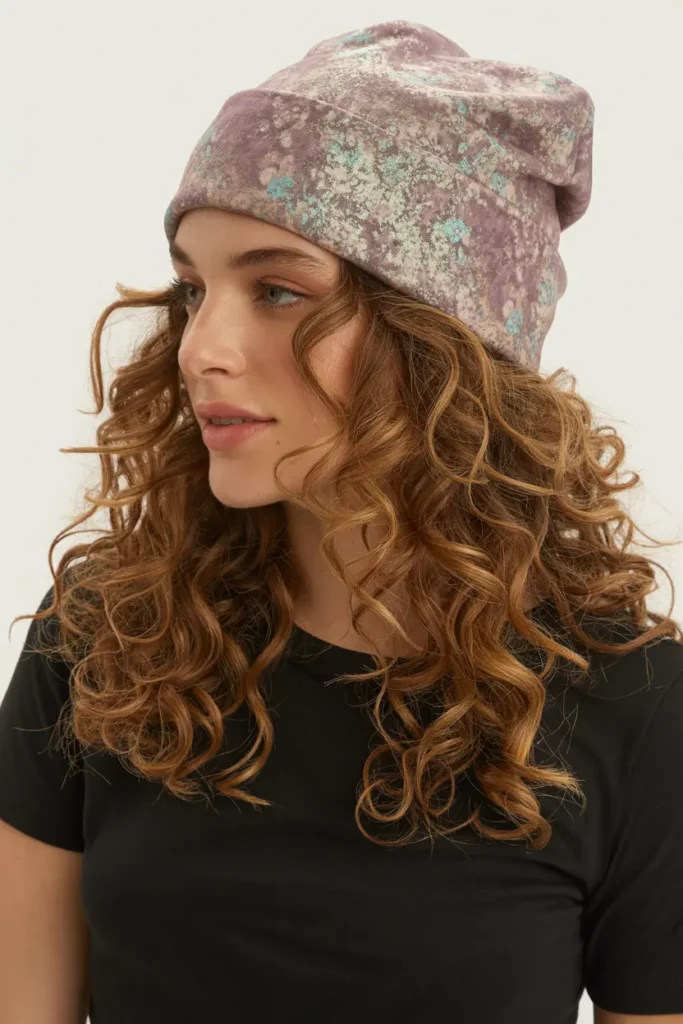 8. Curly Hair Loose Under Beanie
