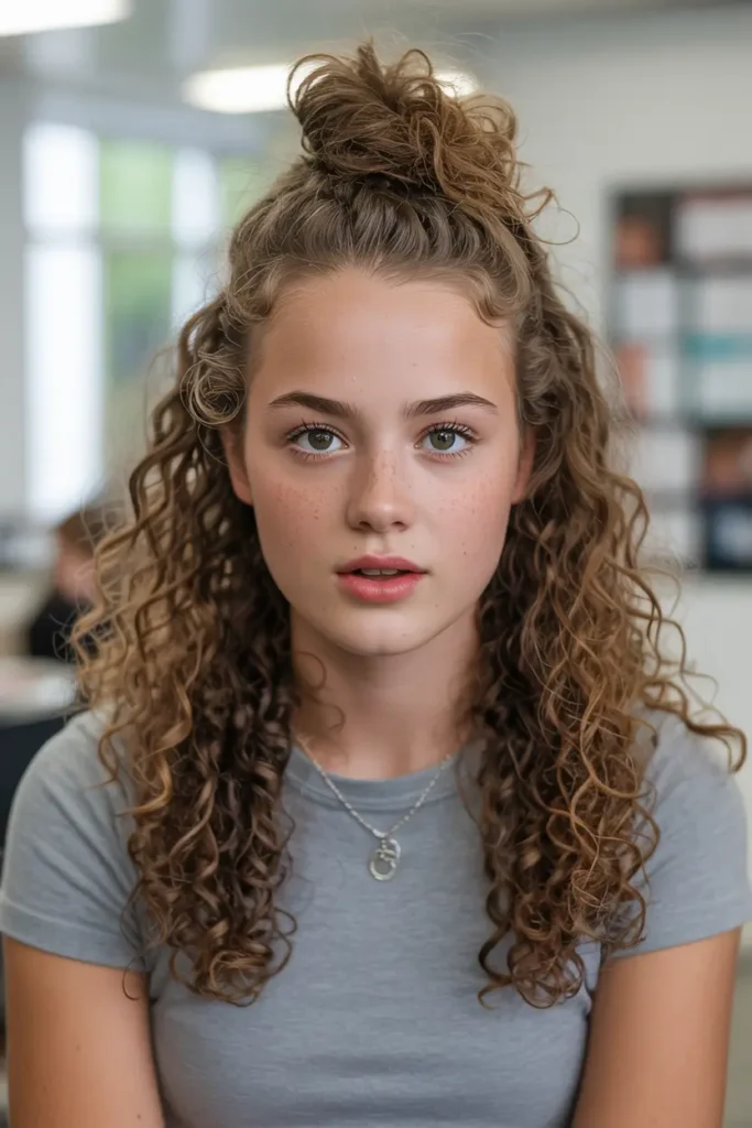 8. Curly Top Knot