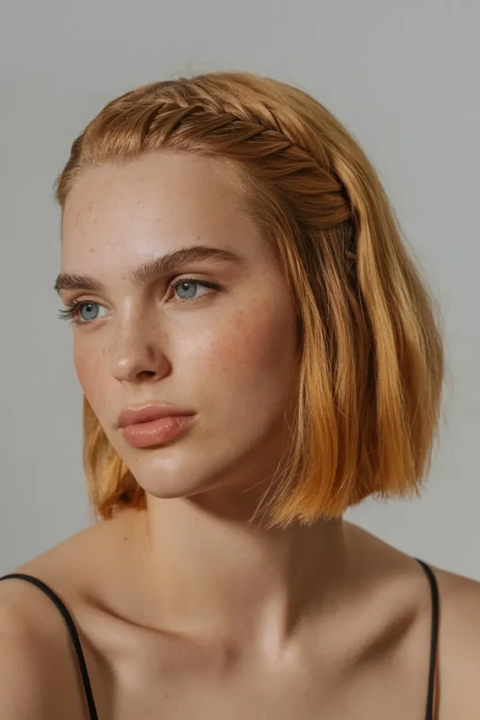 8. Half Up Chin Length Bob