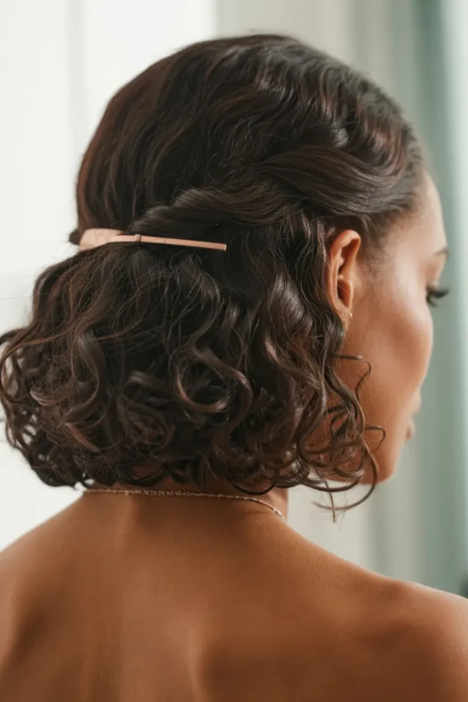 8. Half Up Curly Bob