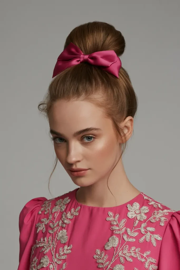 8. High Bun with Bow