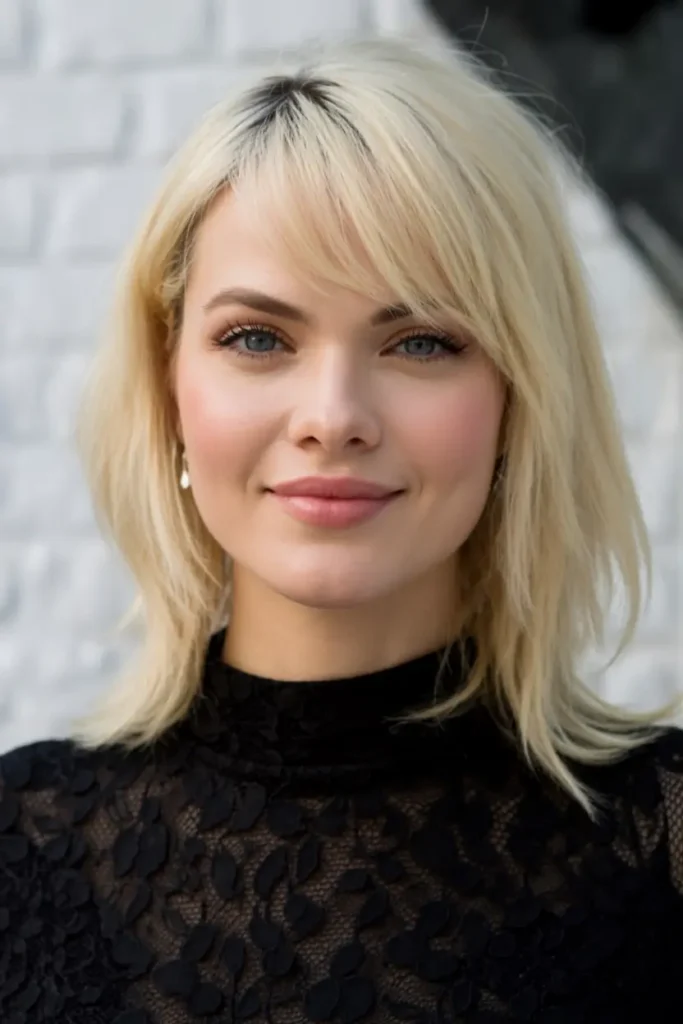 8. Side Parted Choppy Bangs