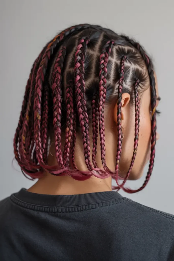 9. Bob Braids with Color