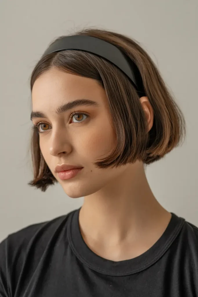 9. Chin Length Bob with Headband