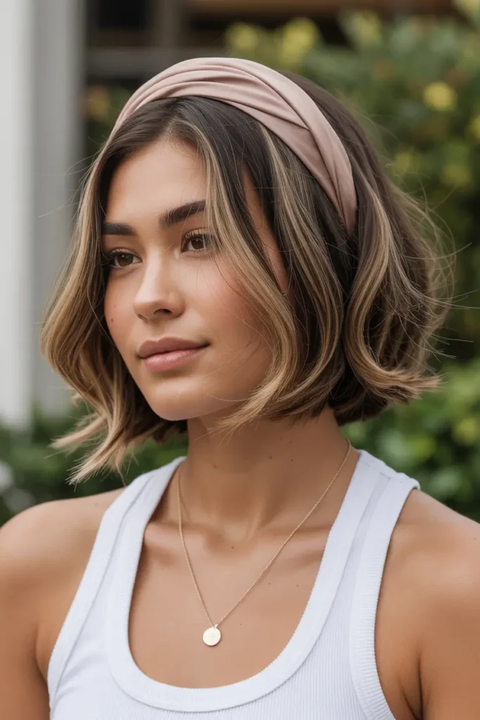 9. Layered Bob with Headband