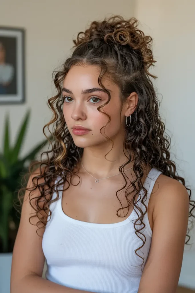 9. Twisted Half Up Curls