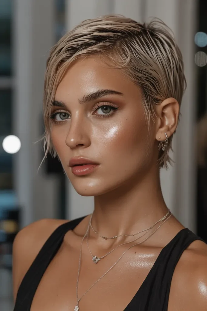 9. Wet Look Pixie Style