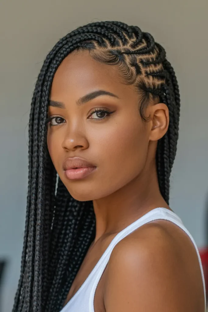 15 Stunning Fulani Braids Hairstyles to Elevate Your Look 11 4. Side-Parted Fulani Braids