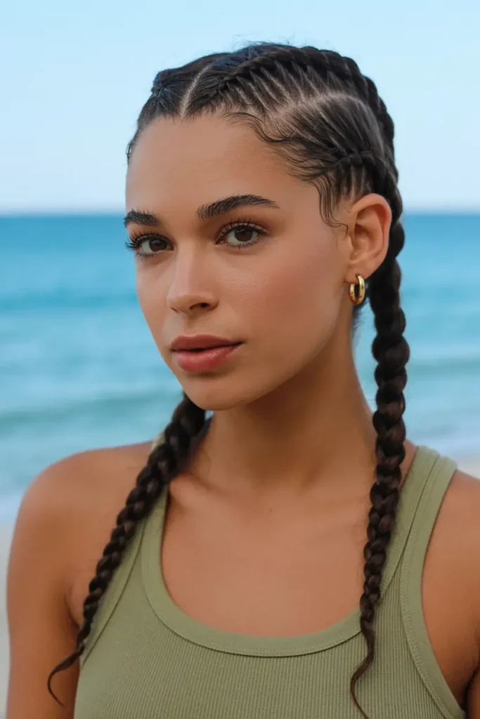 10. Cornrow Pigtails