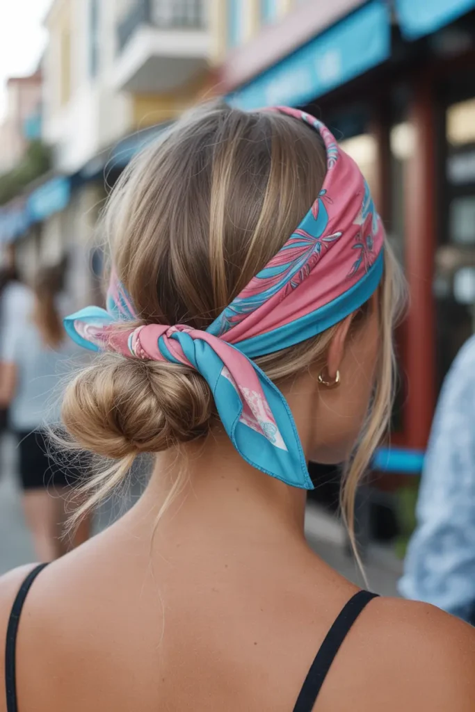 12. Scarf Wrapped Bun