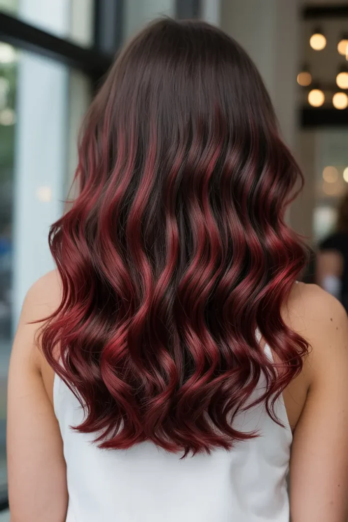 13. Vibrant Cherry Brown Fade