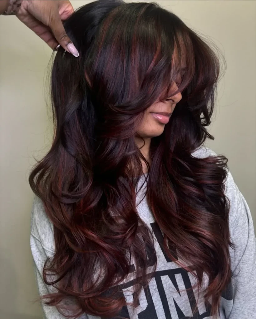 Deep Cherry Red Balayage