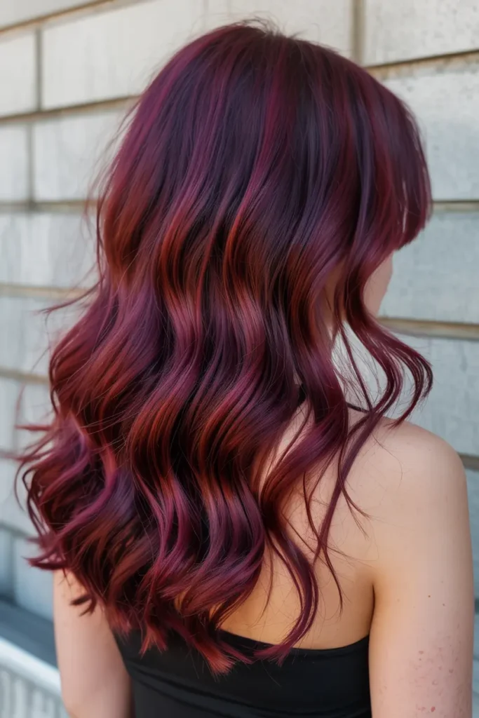 2. Deep Cherry Red Balayage