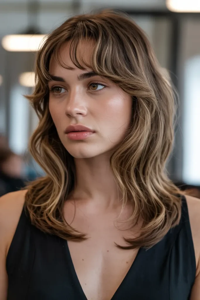 4. Long Kitty Cut with Bangs