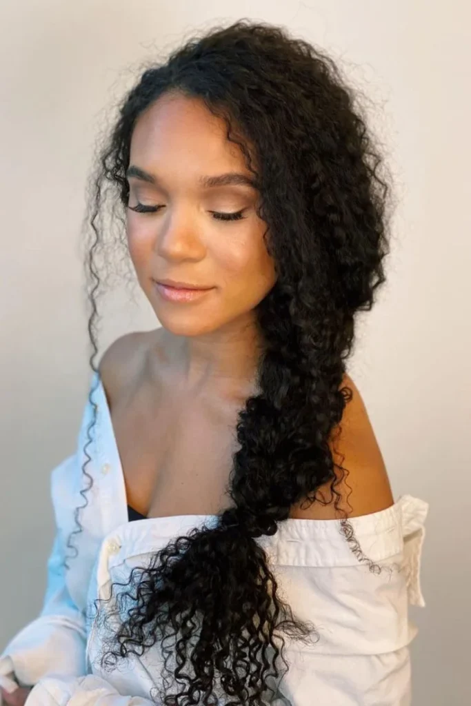 Curly Side Braid Style
