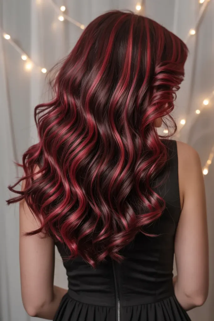 6. Dark Cherry Red with Sangria Highlights