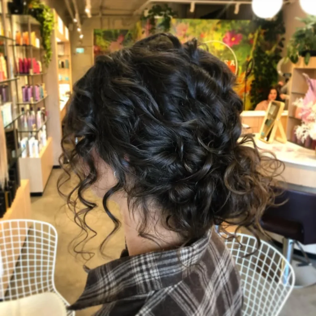 High Curly Messy Bun