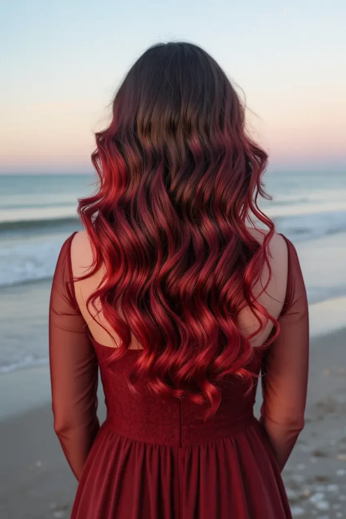 9. Vibrant Dark Cherry Red Ombre