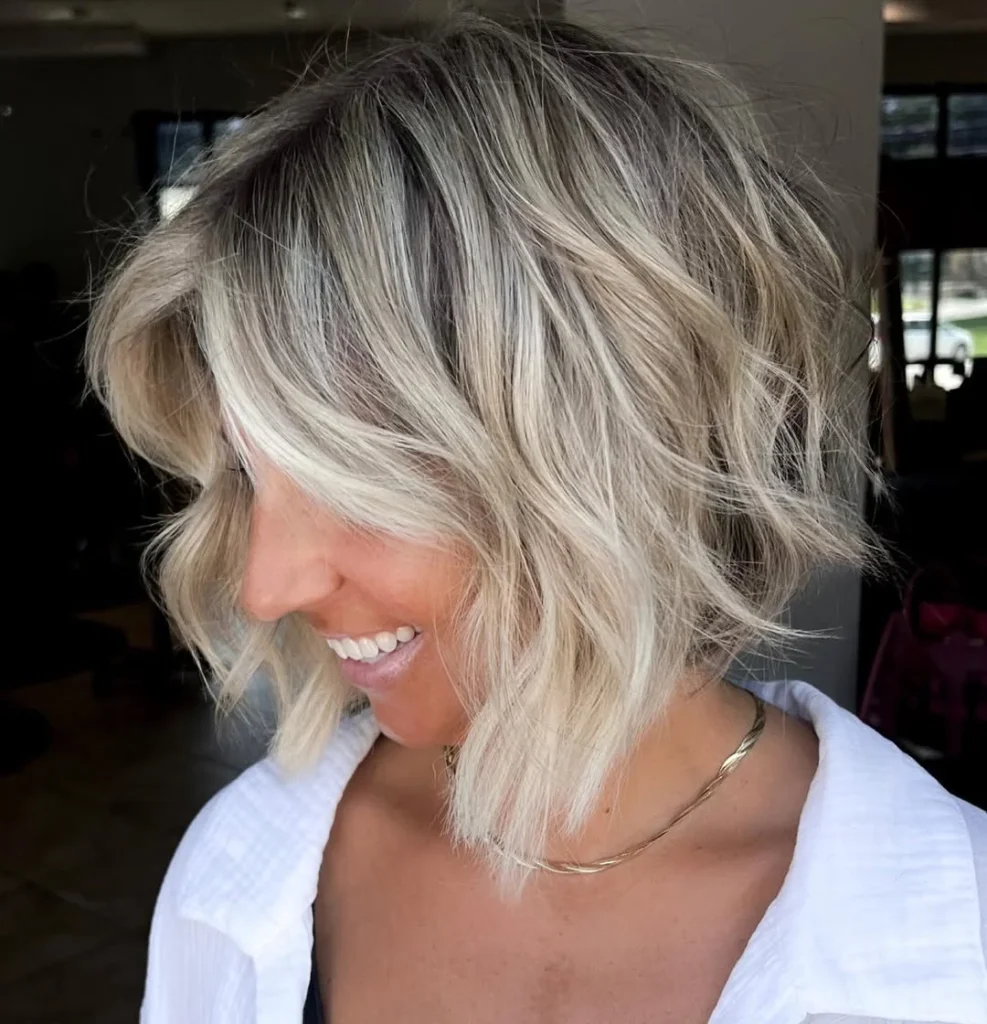 Beige Blonde Textured Bob