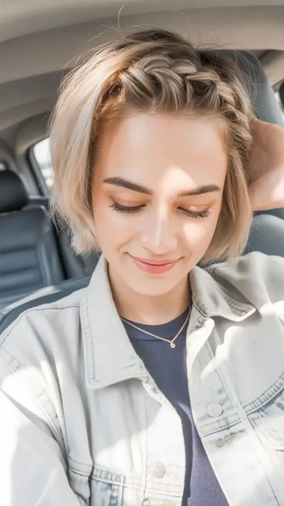 Blonde Bob with Braided Crown