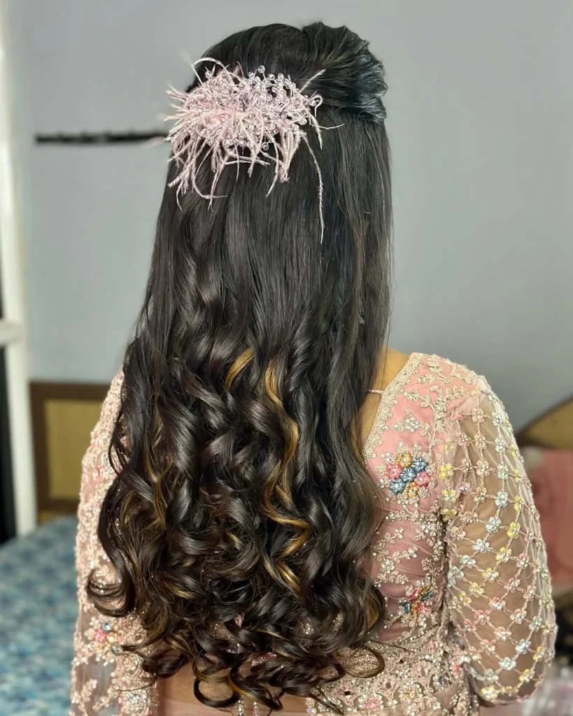 Wavy Hair with Crystal Pins