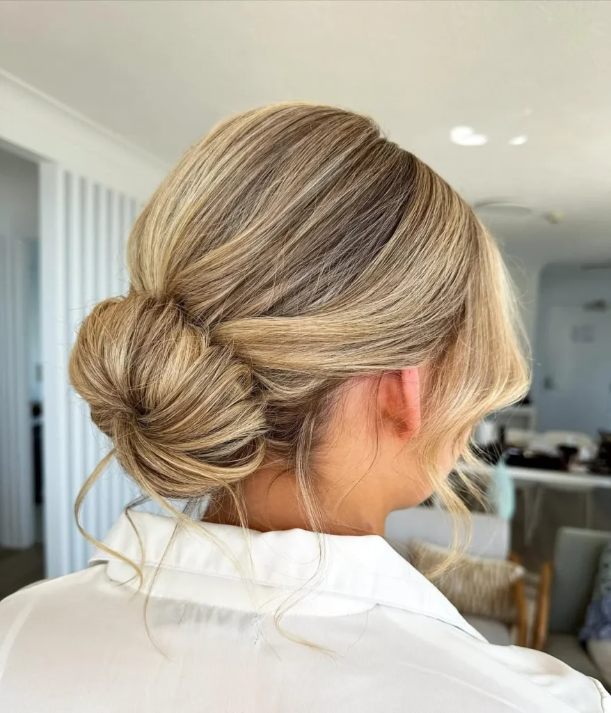 Blonde Bob with Low Bun
