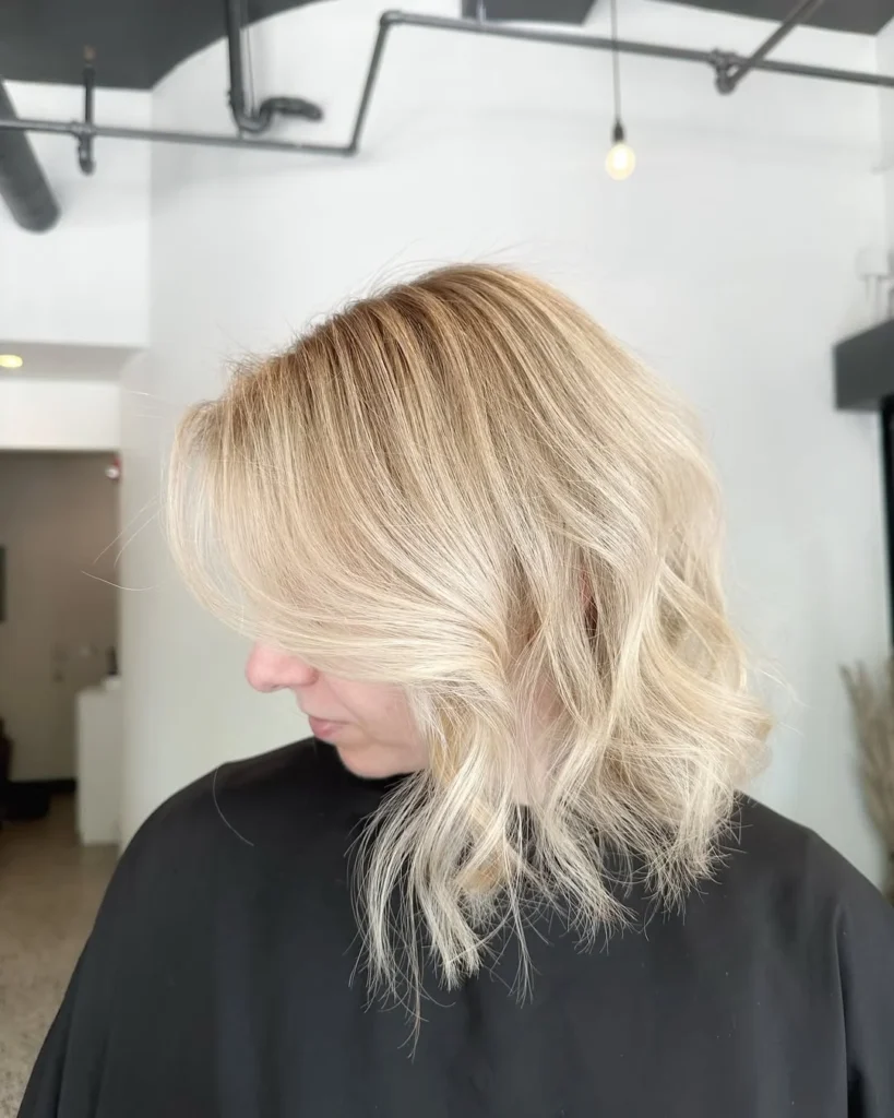 Side-Parted Vanilla Blonde Bob