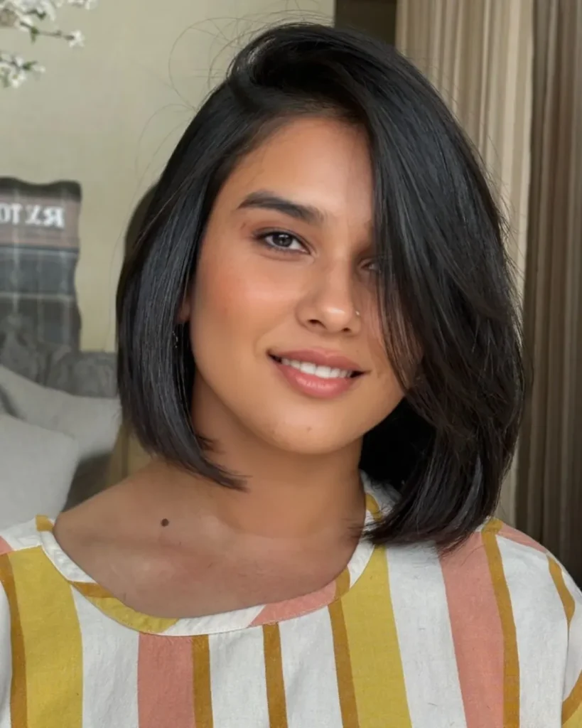 Side-Parted Bob with Curls