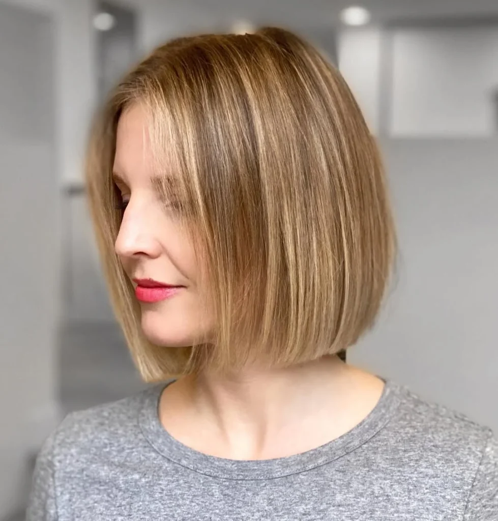 Middle-Part Golden Blonde Bob