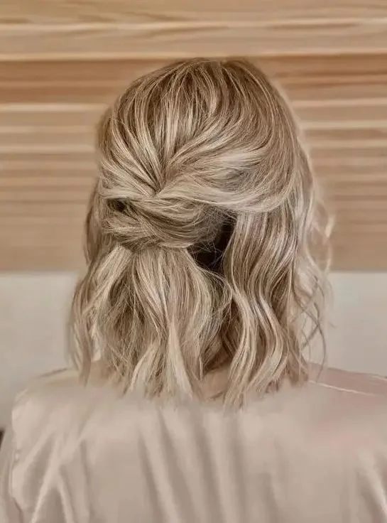 Blonde Bob with Twisted Half-Up