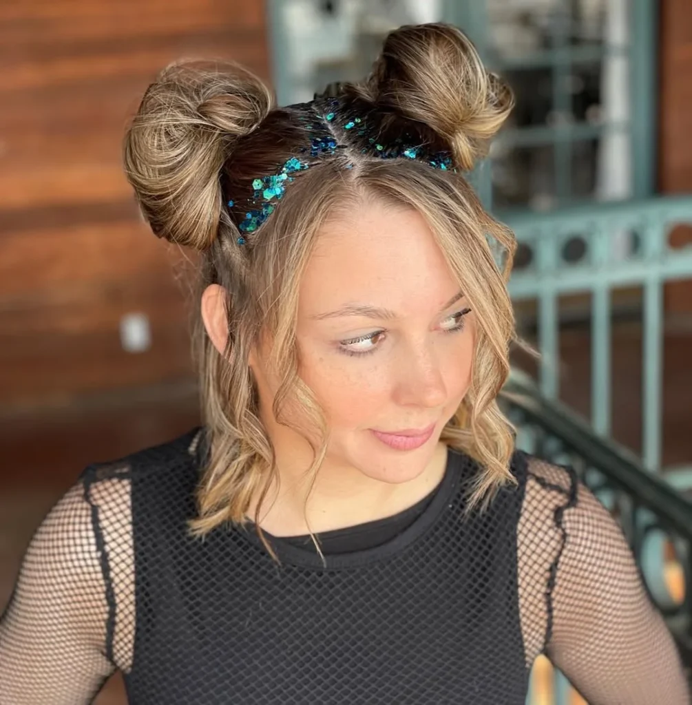 Space Buns with Glitter