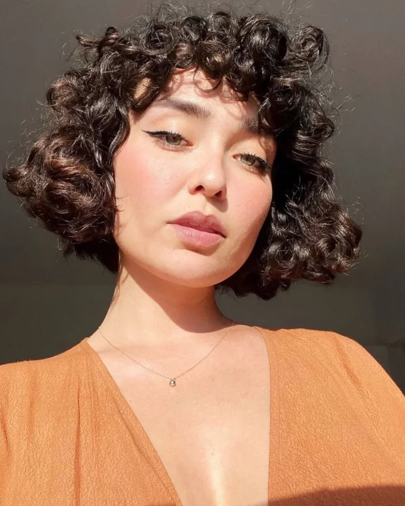 Curly Bob with Bangs