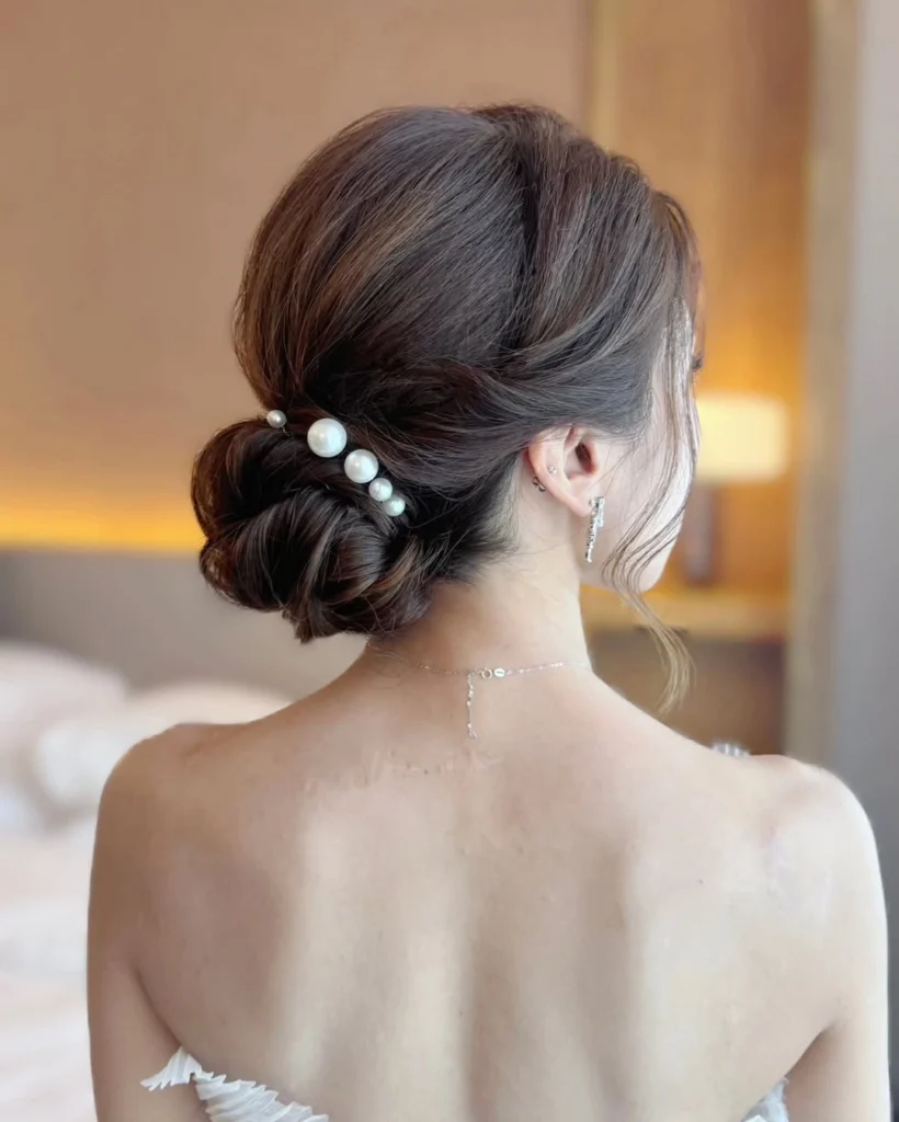 Low Chignon with Pearls