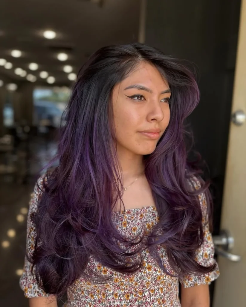 Plum Purple Highlights on Brown