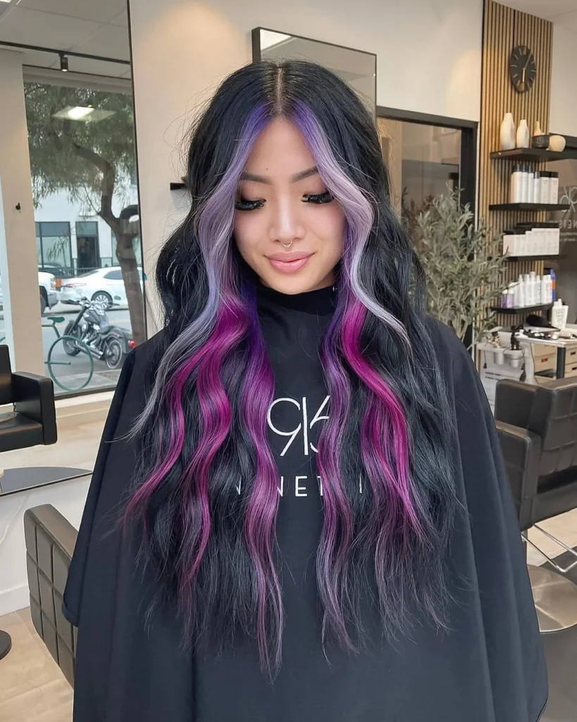 Face-Framing Purple Accents